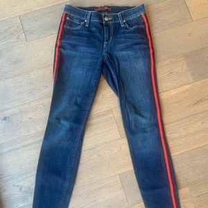 Joe’s Jeans The Icon mid rise skinny, ankle w/red navy stripe.  Size 25.